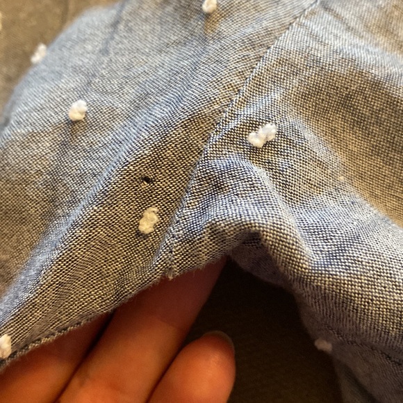 Derek Lam 10 Crosby Grey Chambray V-Neck Popover Top - Picture 6 of 6